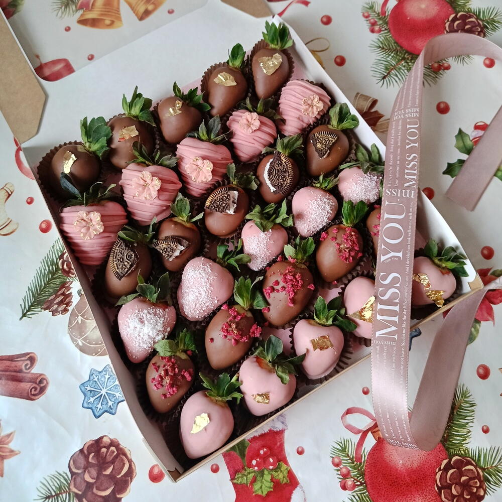 Набор с клубникой в шоколаде 30 шт 🍓Клубника в бельгийском шоколаде Дофаминовый букет — фото 3