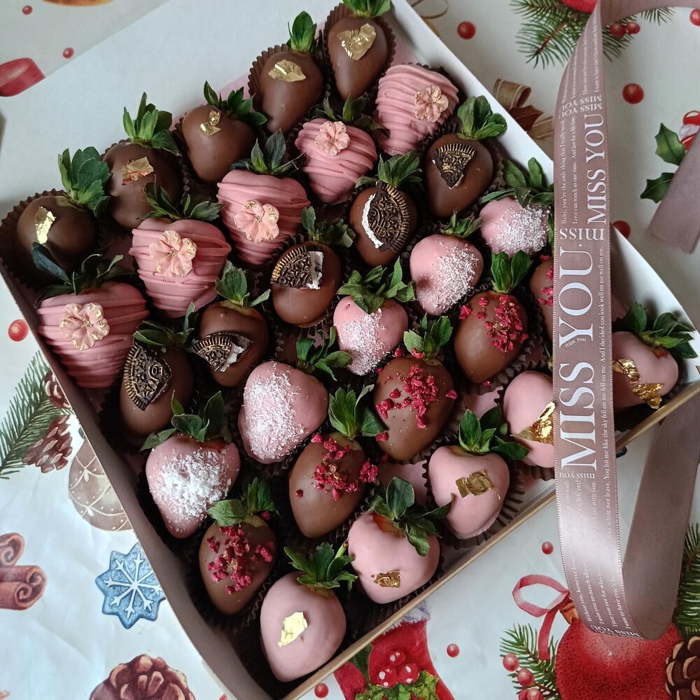 Набор с клубникой в шоколаде 30 шт 🍓Клубника в бельгийском шоколаде Дофаминовый букет — фото 2