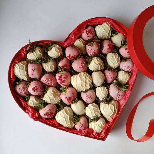 Сердце ХL с клубникой в шоколаде 🍓Клубника в шоколаде Дофаминовый букет — фото 1
