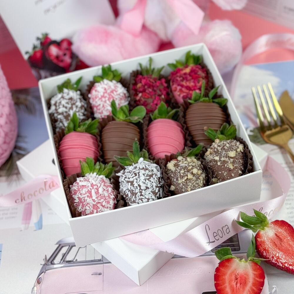 Клубника в Шоколаде 9-16 шт. Бельгийский шоколад Callebaut. Подарочный набор 1048. Leora chocolate — фото 5
