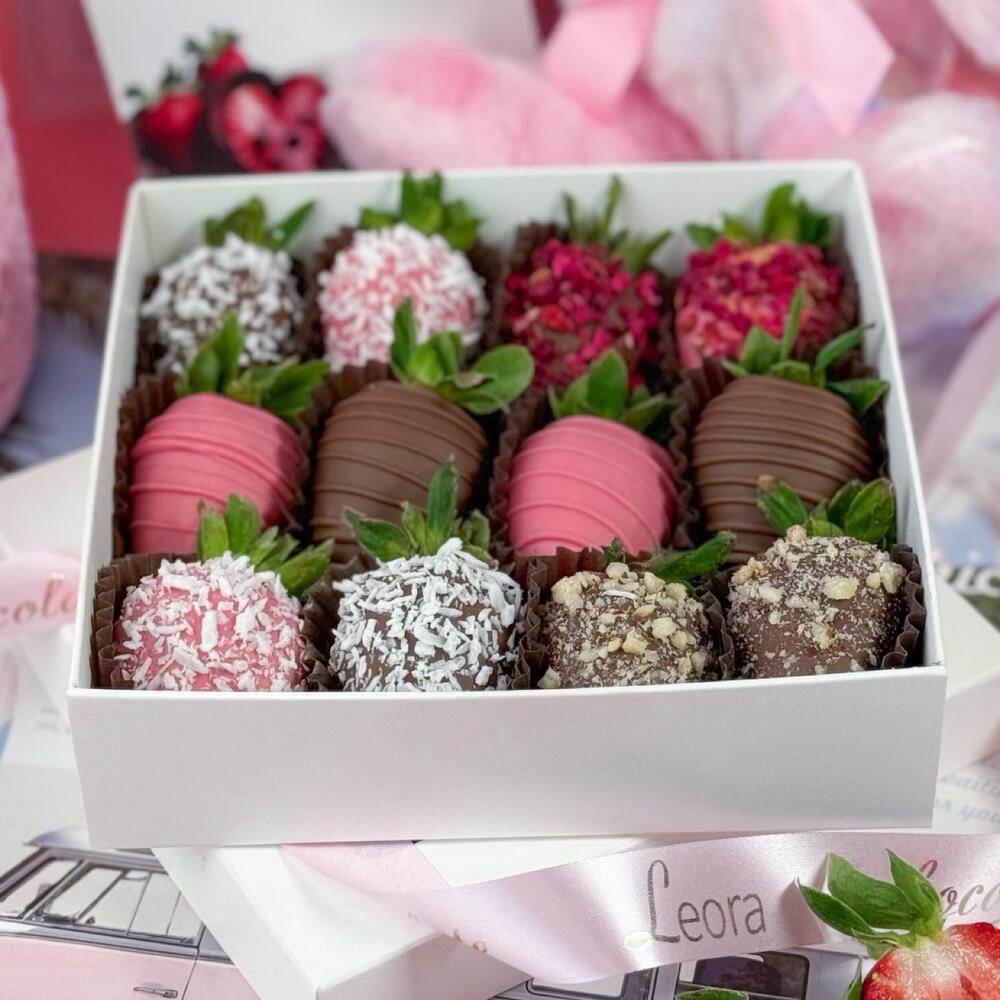 Клубника в Шоколаде 9-16 шт. Бельгийский шоколад Callebaut. Подарочный набор 1048. Leora chocolate — фото 7