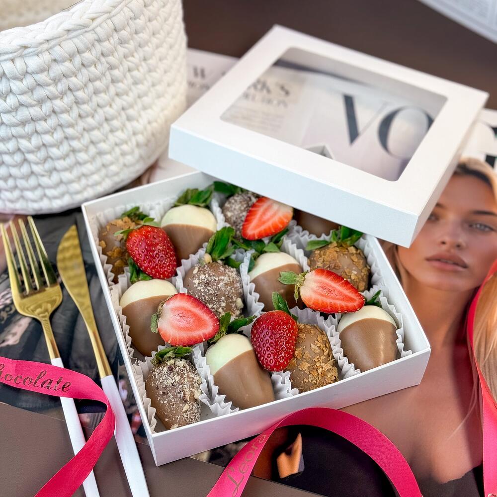 Клубника в Шоколаде Киндер 9-16 шт. Бельгийский шоколад Callebaut. Подарочный набор 1172. Leora chocolate — фото 7